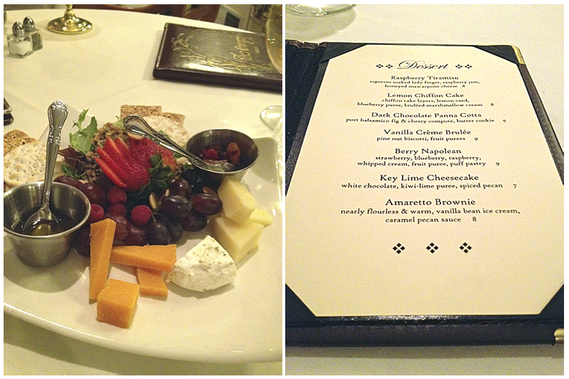 The Orangery - cheese plate - dessert menu