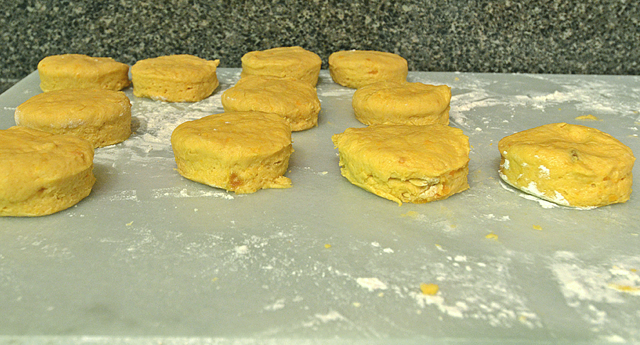 sweet potato biscuits - dough rounds